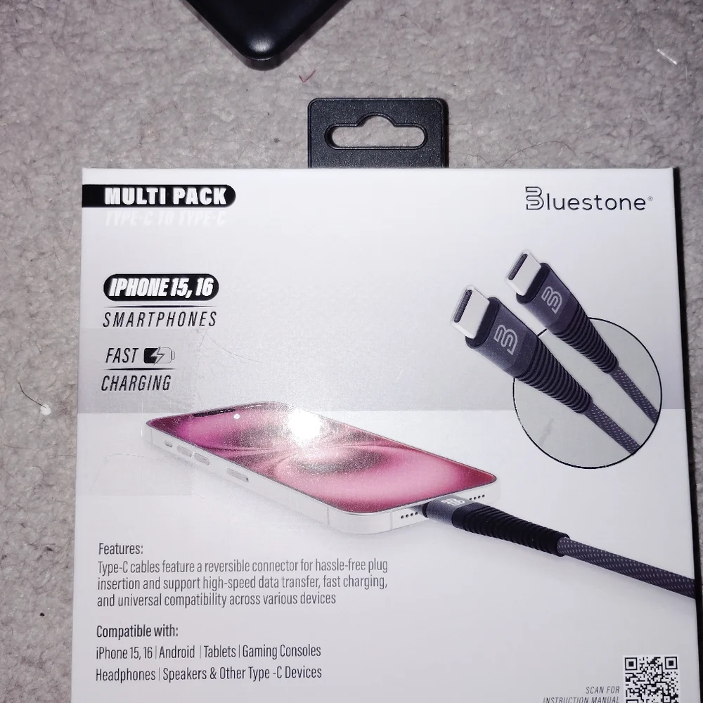 Universal 10ft & 4ft Braided Charging Type-C Cable Multi-Pack & Charging Bank